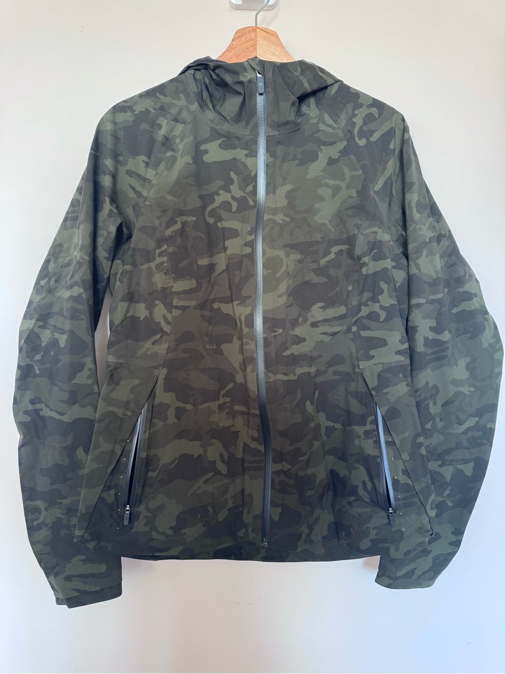 Lululemon The Rain Is Calling Camo Green Reflective Running Jacket